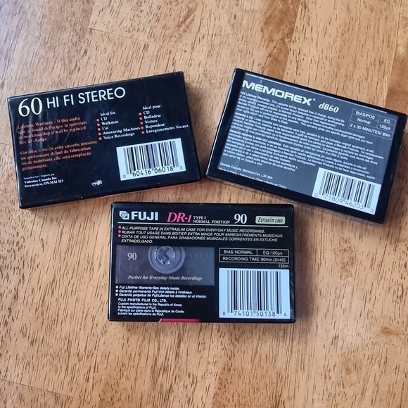 Set Of 3 Vintage Blank Recordable Audio Cassettes - Picture 2 of 8